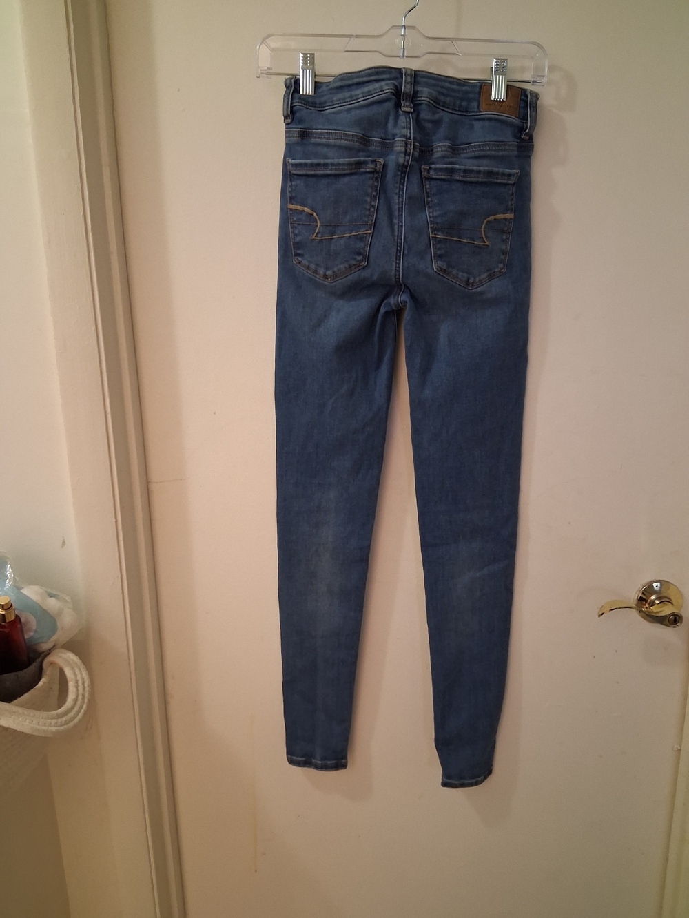 American Eagle Next Level Stretch Hi-Rise Jegging Blue Denim Jeans - Picture 4 of 9